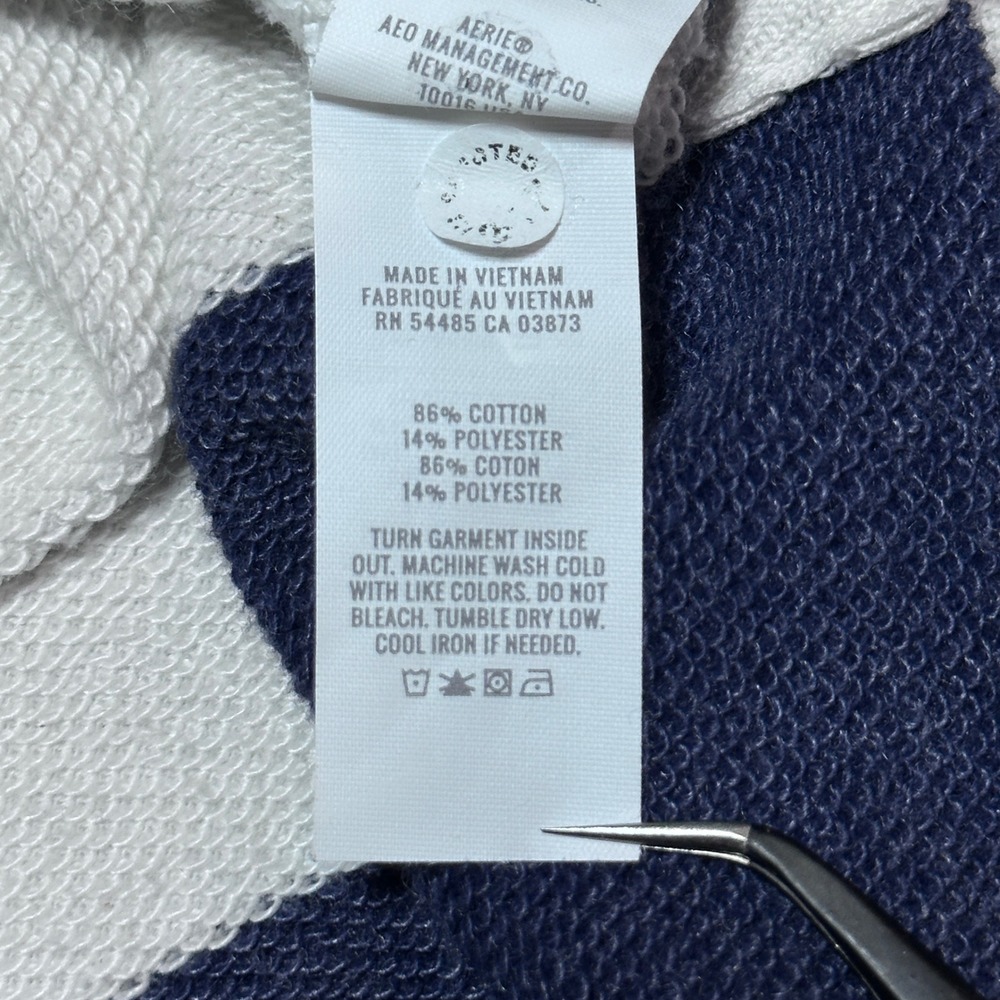 Aerie Rugby Polo Shirt Womens Small Oversized Striped Navy Blue White Retro - Picture 5 of 11
